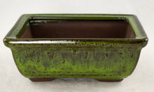 6" Rectangular Moss Green Glazed Shohin Bonsai Pot + Mesh /Combo/Kit